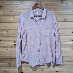 Kuhl Womens Adele Long Sleeve Shirt Size XL‎ Red Stripe 100% Cotton Button Down